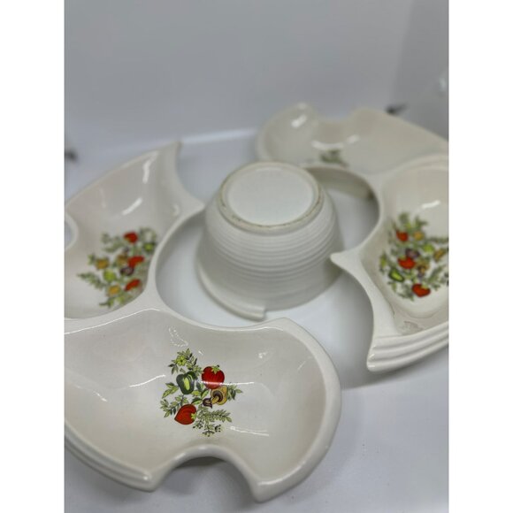 VTG California Orig. Divided Pottery Serving Dish - Chip & Dip Platter - MCM USA - Picture 7 of 10